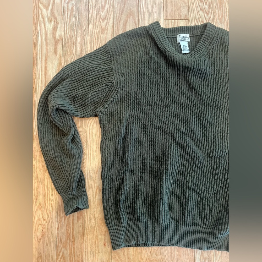 Vintage Men's Ribbed L.L.Bean Sweater 100% Cotton Large